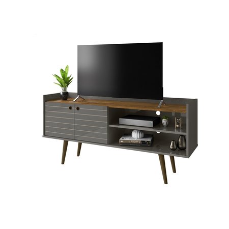 Manhattan Comfort Bogart TV Stand in Grey and Nature 257BMC50